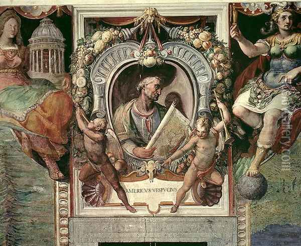 Amerigo Vespucci (1452-1512) from the Sala del Mappamondo Oil Painting - Luigi Vanvitelli