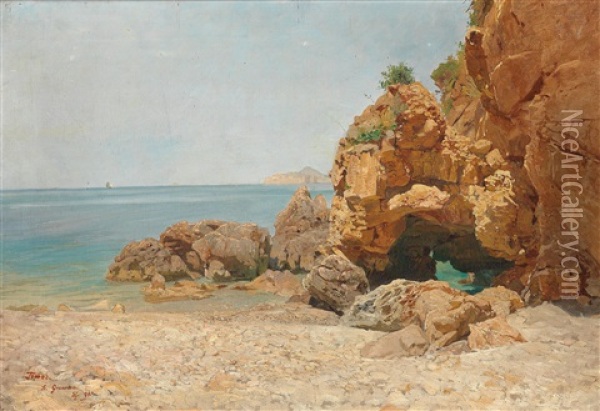 Scene Near Ischia Oil Painting - Heinrich Tomec