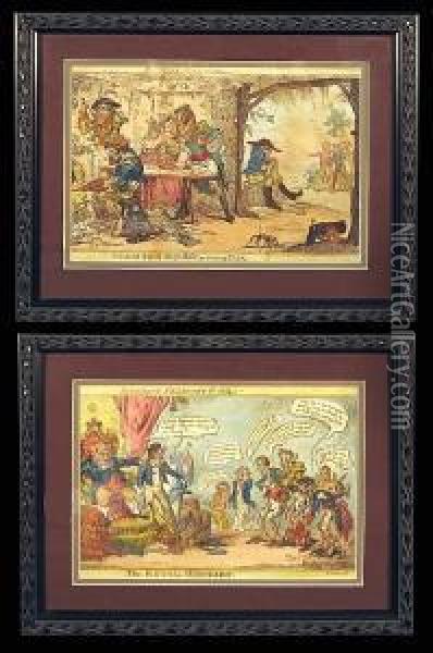 The Royal Beggars; Otium Cum Dignitate, Or A View Of Elba Oil Painting - George Cruickshank