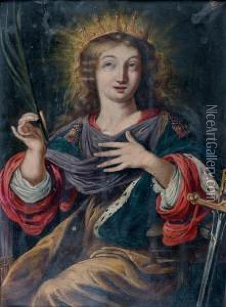 Sainte Catherine D'alexandrie Oil Painting - Claude Vignon