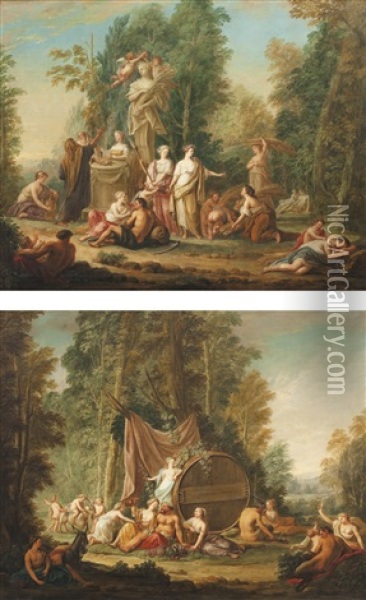 Hommage A Bacchus Hommage A Ceres Oil Painting - Jan Jakob (Jean Jacques) Spoede