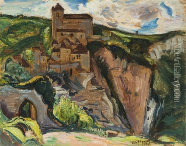 Houses In A Hillside Landscape Oil Painting - Achille-Emile Othon Friesz