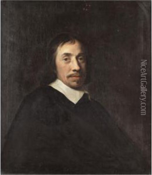 Portrait Of A Gentleman, Half Length, Wearing Black Oil Painting - Ludolf de Jongh