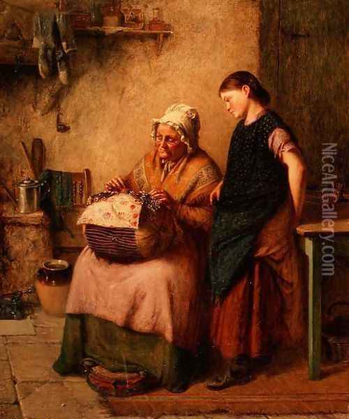 The Embroidery Lesson Oil Painting - Haynes King