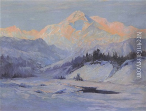 Dawn, Mt. Mckinley Oil Painting - Sydney Mortimer Laurence