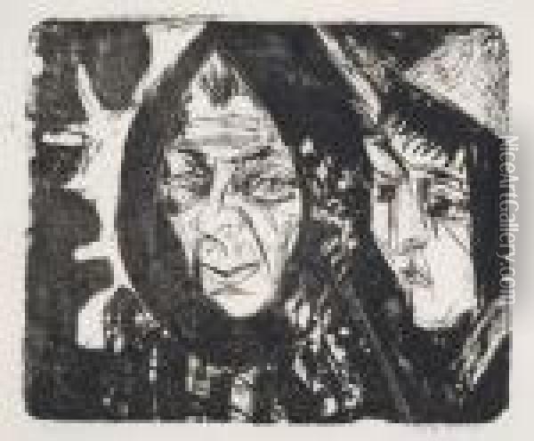 Frau Und Madchen Oil Painting - Ernst Ludwig Kirchner