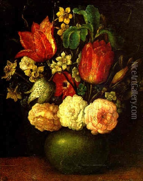Floral Still Life Oil Painting - Ambrosius Bosschaert the Elder
