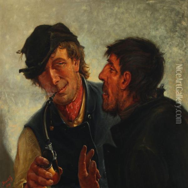 Two Southern Men In Conversation Oil Painting - Harald Jerichau