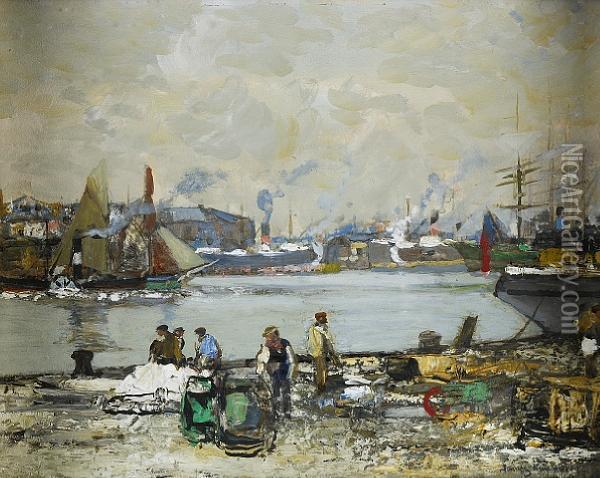 Clyde Docks Oil Painting - James Kay