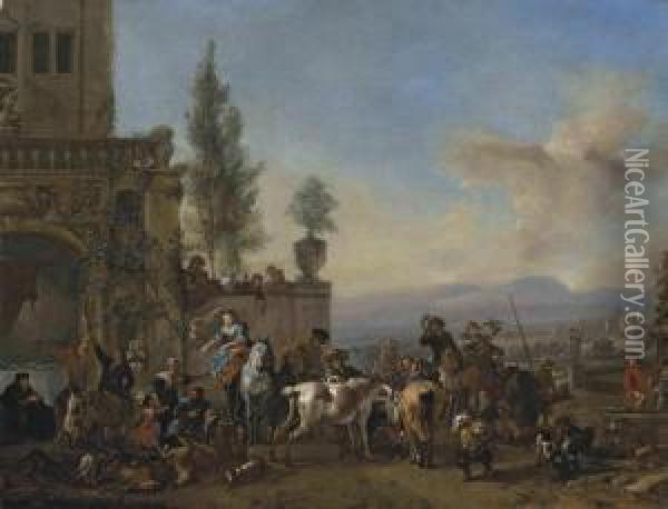 The Return From The Hunt Oil Painting - Pieter Wouwermans or Wouwerman