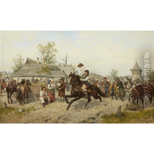 The Victorious Homecoming Oil Painting - Ludwig Gedlek