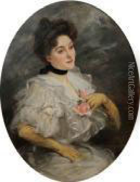 Portrait D'une Elegante A La Belle Epoque Oil Painting - Jacques-Emile Blanche