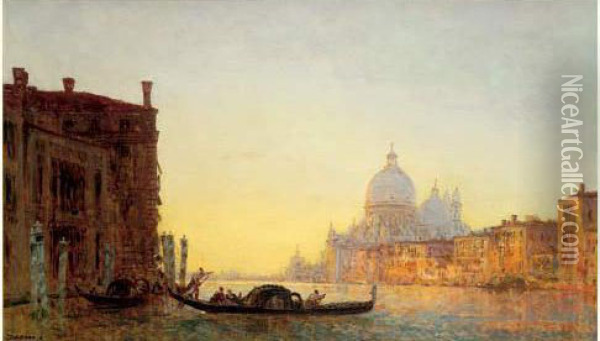 Venise, Coucher De Soleil Sur La Salute Oil Painting - Felix Ziem