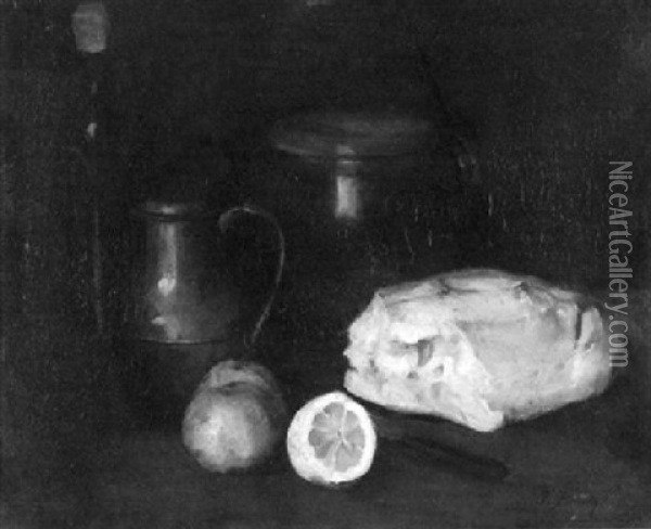 Stilleben Mit Brot, Apfeln Und Zitrone Oil Painting - Francois Bonvin