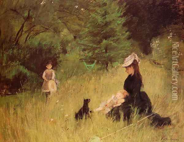 On the Lawn Oil Painting - Berthe Morisot