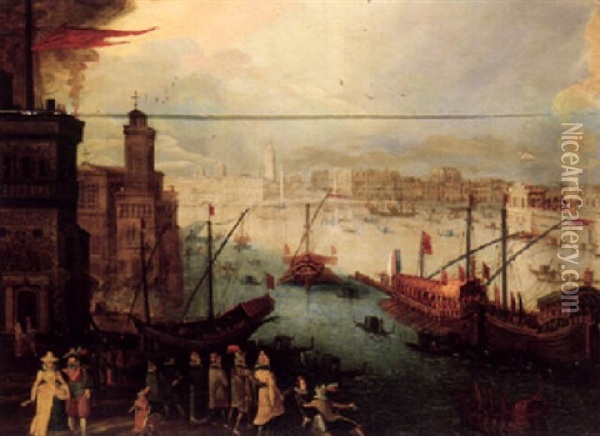 Venice On Ascension Day Oil Painting - Louis de Caullery