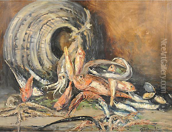 Natura Morta Con Pesci Oil Painting - Felice Giordano