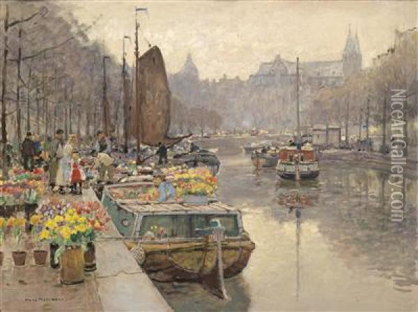 Flower Market Oil Painting - Hans Herrmann