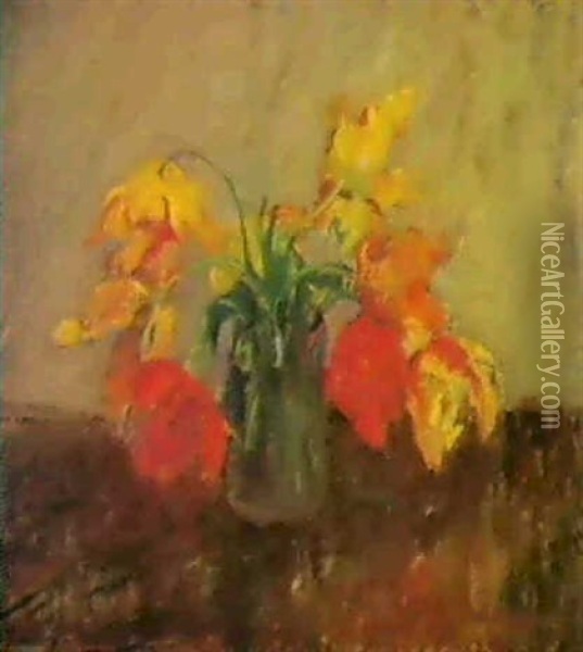 Blomster I Vase. 1909 Oil Painting - Karl Isakson