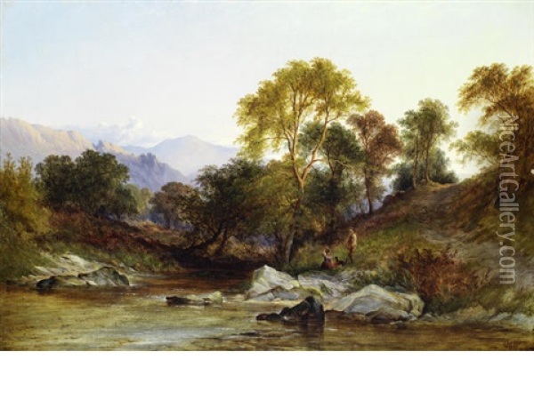 Morning View In Borrowdale, Cumberland Oil Painting - George Augustus Williams