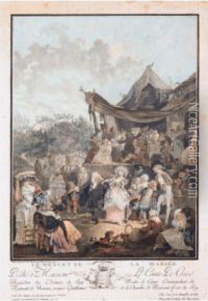 Le Menuet De La Mariee Oil Painting - Philibert-Louis Debucourt