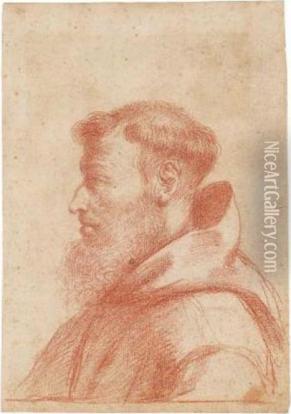 A Portrait Of A Monk In Profile Oil Painting - Guercino