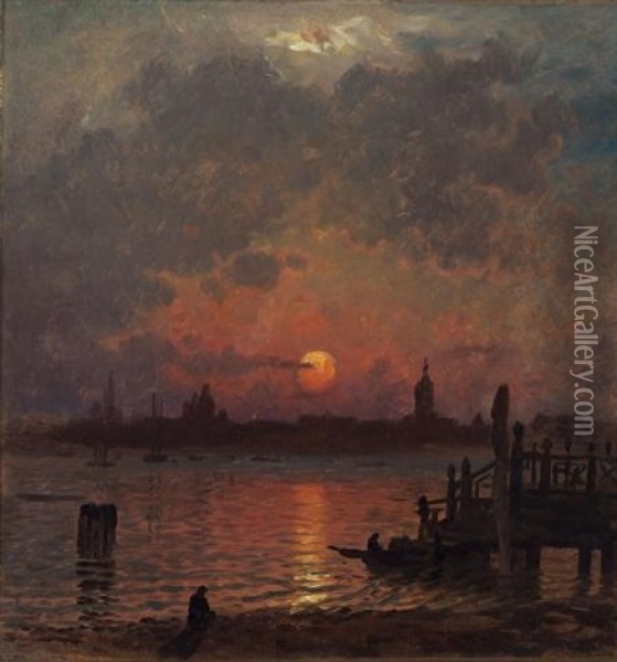 Venice At Night Oil Painting - John Joseph Enneking