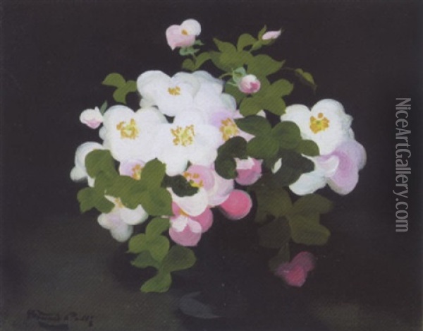 Still Life With Wild Roses Oil Painting - Stuart James Park