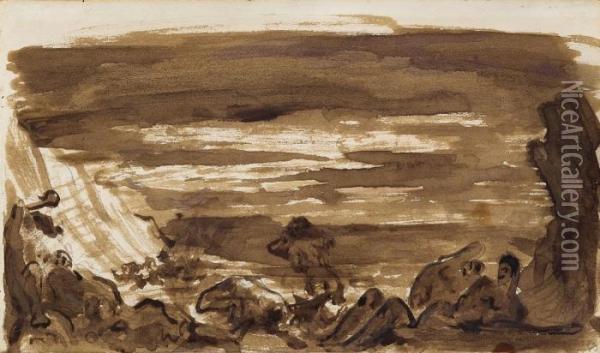Scene Fantastique.ruckseitig: Promenade Oil Painting - Paul Cezanne