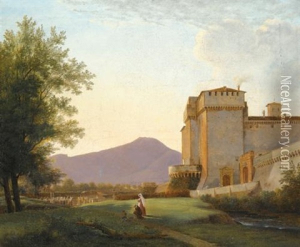 A View Of The Abbey Of Grottaferrata Oil Painting - Pierre Athanase Chauvin
