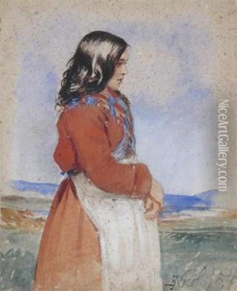 A Country Girl Oil Painting - Erskine Nicol