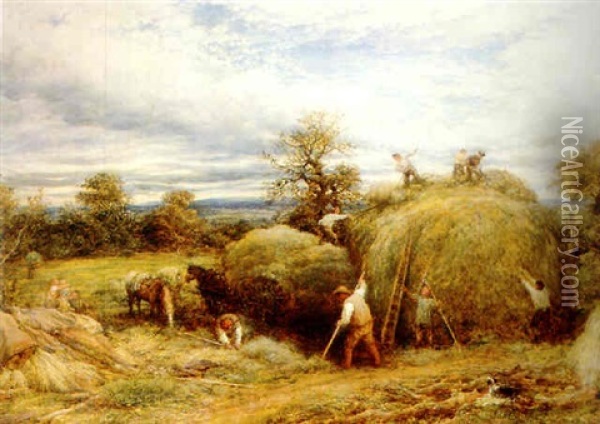 A Haystack Oil Painting - John Linnell