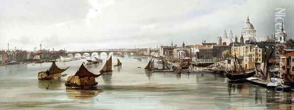 St. Paul's Cathedral and Blackfriars, 1842 Oil Painting - Thomas Shotter Boys