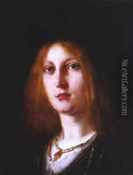 Portrait Eines Jungen Madchens Mit Rotem Haar Oil Painting - Emma (Edle von Seehof) Mueller