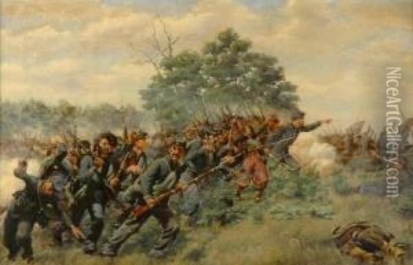 The Battle Of Fair Oakes, Summer's Reinforcement, May 31-june 1,1863 Oil Painting - W.T. Trego