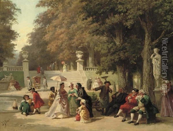 The Garden Party Oil Painting - Jean Jacques Zuidema Broos