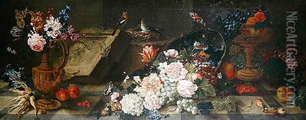 Still Life with Flowers and Fruit, c.1785-87 Oil Painting - Johann Amandus Winck