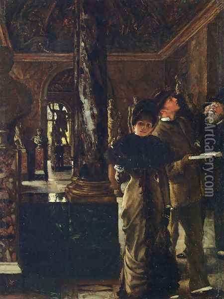 Foreign Visitors at The Louvre Oil Painting - James Jacques Joseph Tissot