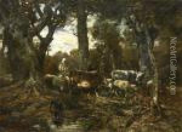 In The Forest Of Fontainebleau Oil Painting - Charles Emile Jacque