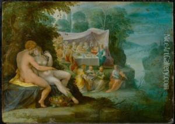 Wedding Celebration Of Peleus And Thetis. Oil Painting - Bartholomaeus Spranger