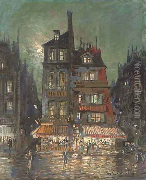 Before the Hotel Bourgondie, Paris Oil Painting - Konstantin Alexeievitch Korovin