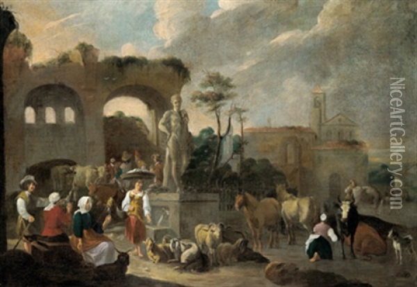 Romische Marktszene Oil Painting - Hendrick Mommers