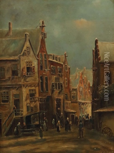 Markttag In Einer Hollandischen Stadt Oil Painting - Pieter Gerardus Vertin