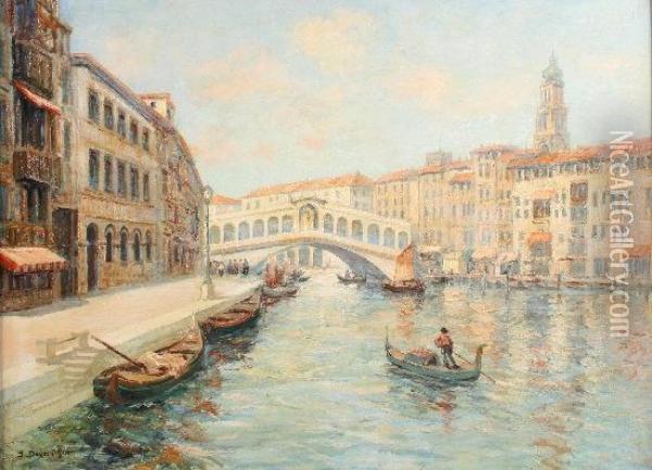 Venedigvedute Mit Canal Grande Und Rialtobrucke Oil Painting - Josef Dederichs