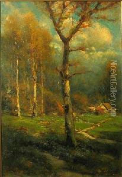 Path To A House In The Woodlands Oil Painting - Manuel Valencia