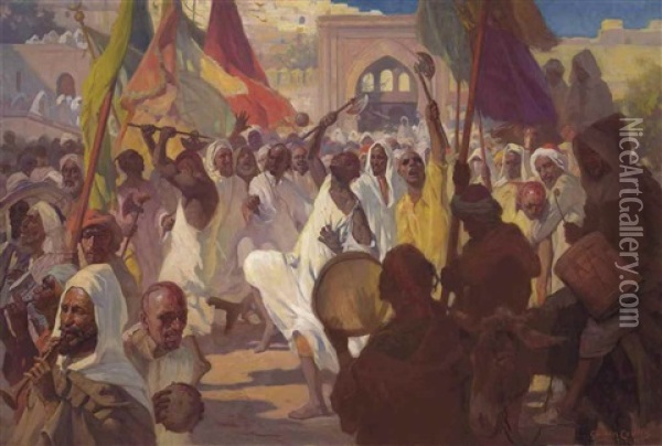 Ashura Rituals, Tangier Oil Painting - Gordon Coutts