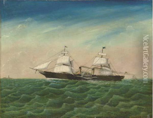 The Paddle Steamer Persia Outward Bound Oil Painting - Charles Cunningham