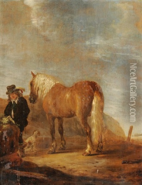 Edelmann Mit Pferd In Einer Landschaft Oil Painting - Govert Dircksz Camphuysen