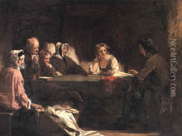 The Lesson Oil Painting - Thomas Faed
