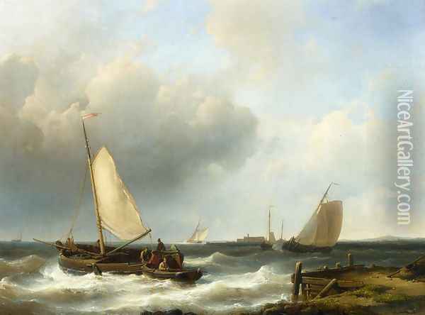 Shipping of the Dutch Coast Oil Painting - Abraham Hulk Snr